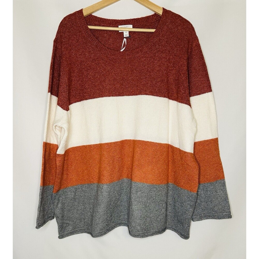 Market & Spruce Thick Multicolor Stripe Long Sleeve Sweater Women's‎ Plus 3X NWT